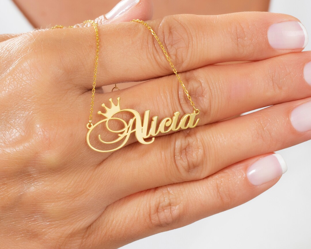 Gold Crown Name Necklace Crown Necklace for Woman Princess Necklace