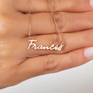 Collar de nombre cursivo 14k oro, Delicado collar de nombre cursivo, collar inicial cursivo plata, collar de nombre cursivo plata de ley