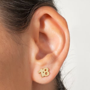 Custom Birthday Date Stud Earrings, Custom Number Earring, Lucky Numbers Earrings, Personalized Jewelery, Birthday Gifts For Her