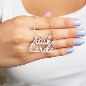Collar personalizado de doble nombre / Collar de dos nombres para mujeres / Collar de nombre delicado personalizado / Collar de nombre hecho a mano / Regalo de aniversario para pareja