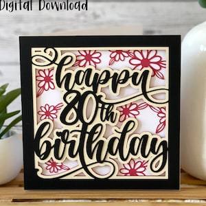 80er Jahre Geburtstagskarte SVG | Geburtstagsfeiern | Geschichtete SVG | Grußkarte | Meilenstein Geburtstag | Kommerzielle Nutzung - Umschlag Vorlage