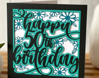 Happy 50th Birthday Card SVG | Birthday Celebrations | Layered SVG | Cut Out Card | Card making | Commercial Use - Free Envelope Template
