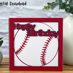 Honkbal Happy Birthday Card SVG | Verjaardagsviering | Gelaagde SVG | Verjaardag sportliefhebber | Commercieel gebruik: gratis envelopsjabloon