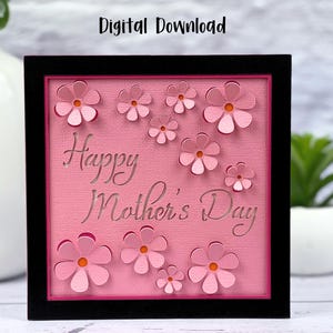 Happy Mothers Day Card SVG Daisies | 3D card | Layered SVG | Pop Up Square Card | Flower Card | Commercial Use - Free Envelope Template