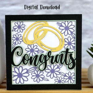 Marguerites de mariage SVG | Célébrations | SVG en couches | Cricut | en carton découpé | Se marier | Utilisation commerciale - Modèle d'enveloppe gratuit