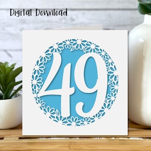49e verjaardagskaart SVG | Verjaardagsvieringen | Jubileum | Cricut | Uitgesneden kaart | Kaarten maken | Commercieel gebruik: gratis envelopsjabloon