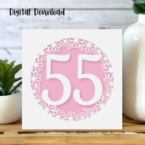 55th Birthday Card SVG | Birthday Celebrations | Anniversary | Cricut | Cut Out Card | Card making | Commercial Use - Free Envelope Template