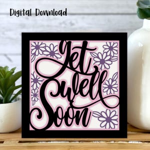 Beterschap kaart SVG | Madeliefjes Bloemen | Gelaagde SVG | Cricut | Uitgesneden kaart | Commercieel gebruik: gratis envelopsjabloon