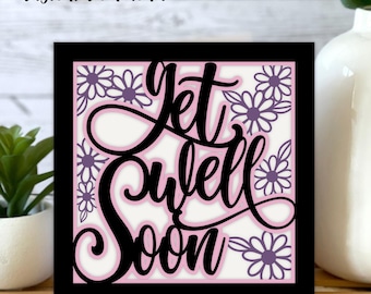 Get Well Soon Card SVG | Daisies Flowers | Layered SVG | Cricut | Cut Out Card | Commercial Use - Free Envelope Template