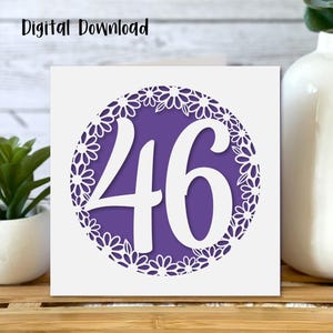 46e verjaardagskaart SVG | Verjaardagsvieringen | Jubileum | Cricut | Uitgesneden kaart | Kaarten maken | Commercieel gebruik: gratis envelopsjabloon