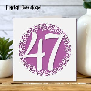 Tarjeta de cumpleaños número 47 SVG / Celebraciones de cumpleaños / Aniversario / Cricut / Tarjeta recortable / Fabricación de tarjetas / Uso comercial - Plantilla de sobre gratuita