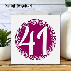 Tarjeta de cumpleaños número 41 SVG / Celebraciones de cumpleaños / Aniversario / Cricut / Tarjeta recortable / Fabricación de tarjetas / Uso comercial - Plantilla de sobre gratuita