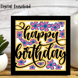 Happy Birthday Card Frangipani SVG | Birthday Celebrations | Layered SVG | Cricut | Cut Out Card | Commercial Use - Free Envelope Template