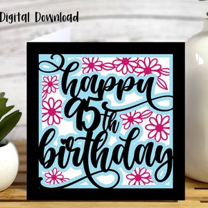 Happy 95th Birthday Card Daisies SVG | Birthday Celebrations | Layered SVG | Cricut | Cut Out Card | Commercial Use - Free Envelope Template