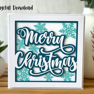Kerstkaart sneeuwvlokken SVG | Vrolijk kerstfeest | Gelaagde SVG | SVG-bestanden Cricut | Uitgesneden kaart | Commercieel gebruik: gratis envelopsjabloon