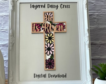 Layered Daisy Cross SVG Schnittdatei | Ostern Schatten Box Handwerk (Digitaler Download)