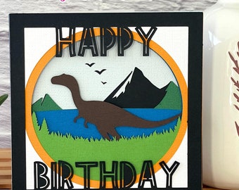 Happy Birthday Dinosaur Card SVG | Birthday Celebrations | Layered SVG | Cricut | Cut Out Card | Commercial Use - Free Envelope Template