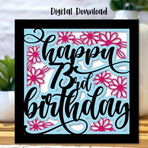 Happy 73rd Birthday Card Daisies SVG | Birthday Celebrations | Layered SVG | Cricut | Cut Out Card | Commercial Use - Free Envelope Template