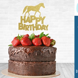 HORSE Cake Topper SVG, Feliz Cumpleaños / Archivos svg / Celebración / Fiestas de Cumpleaños / Fiesta de Cumpleaños para Niños / Descarga Instantánea / Uso Comercial
