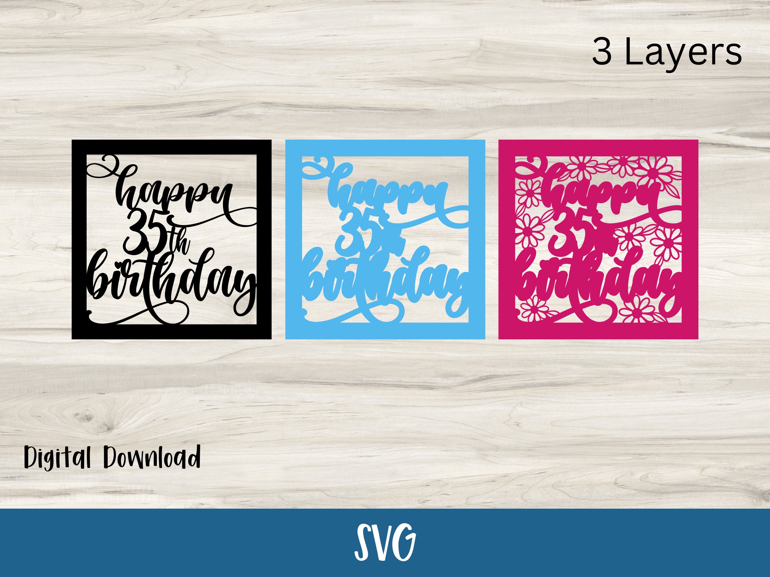 Happy 35th Birthday Card SVG | Birthday Celebrations | Anniversary ...