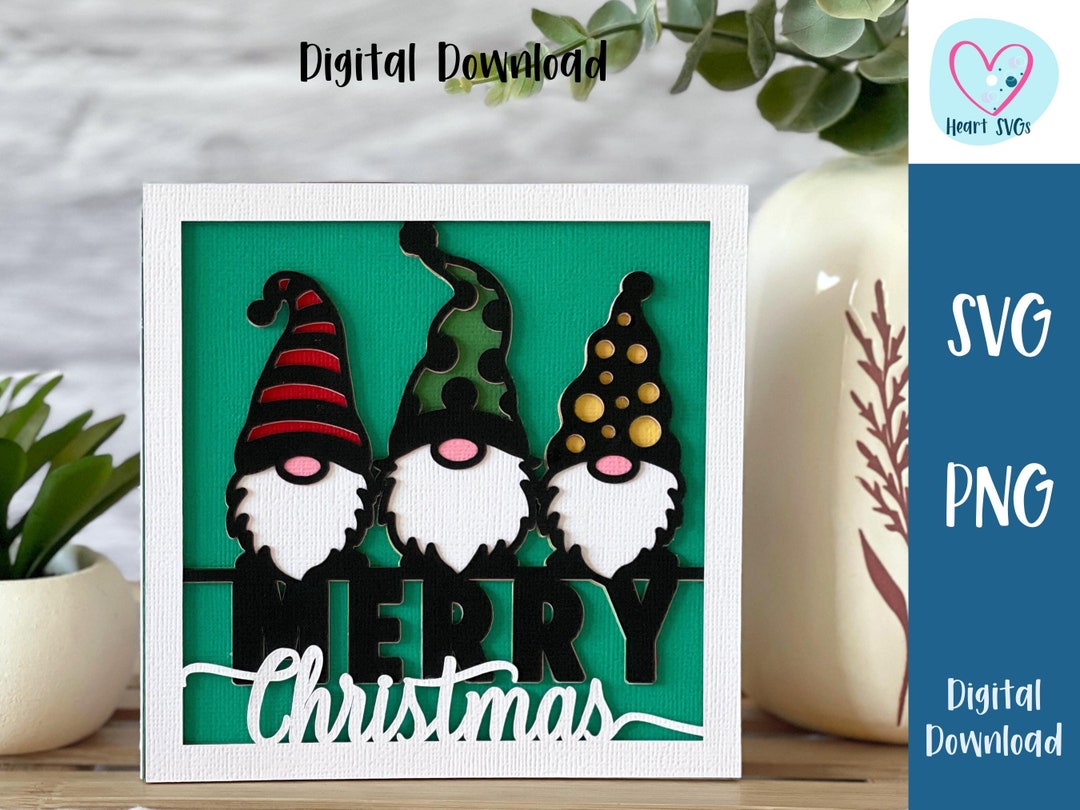 Gnome Christmas Card SVG | Merry Christmas | Layered SVG | SVG Files ...