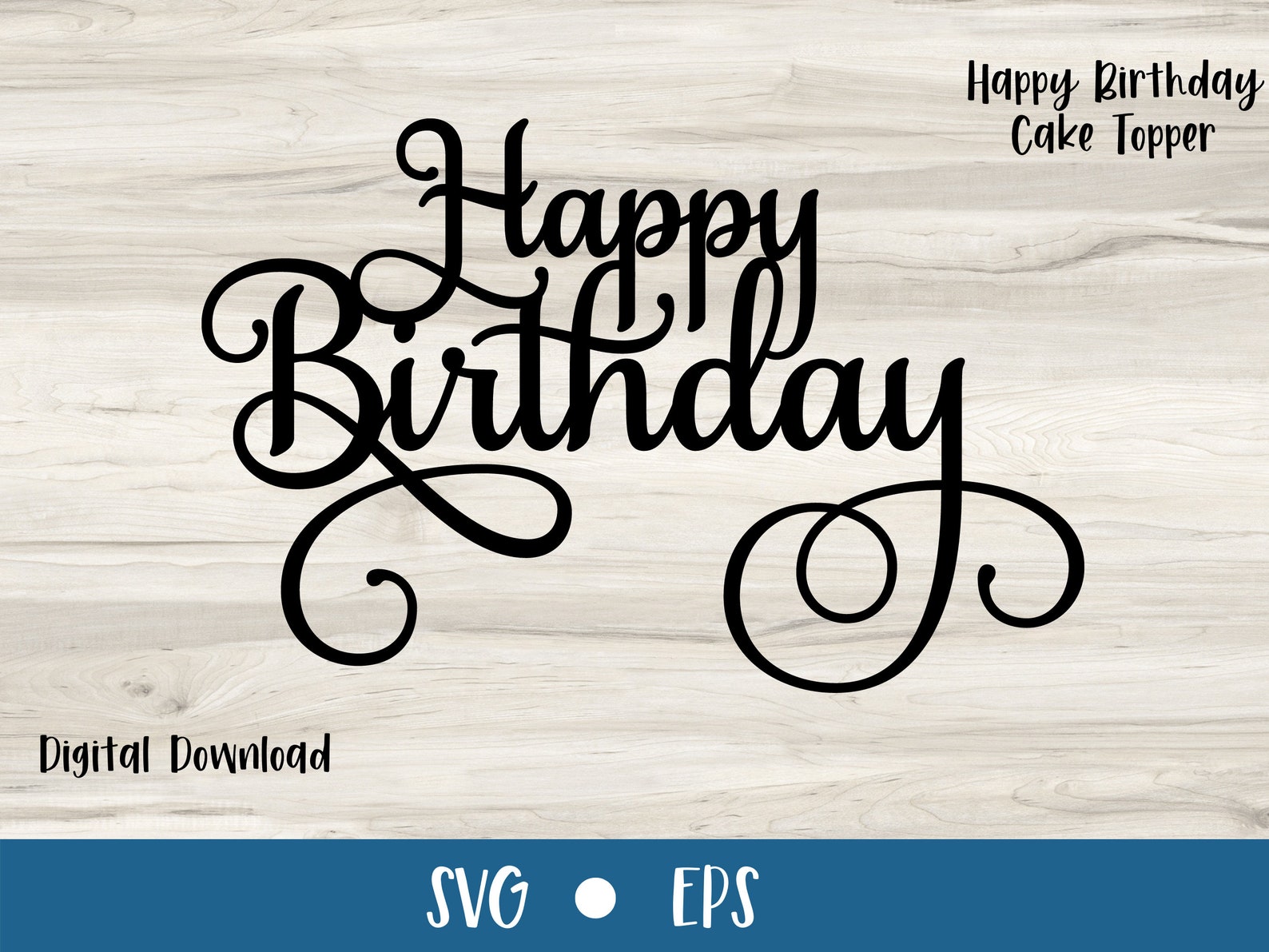 Happy Birthday Cake Topper FANCY SVG Files for Cricut - Etsy