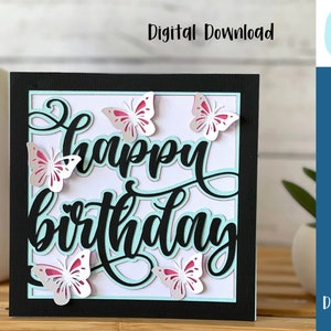 SCHMETTERLING Alles Gute zum Geburtstagskarte SVG | Geburtstagsfeiern | Cricut | Ausgeschnittene Karte | Kartenherstellung | Kommerzielle Nutzung – Kostenlose Umschlagvorlage