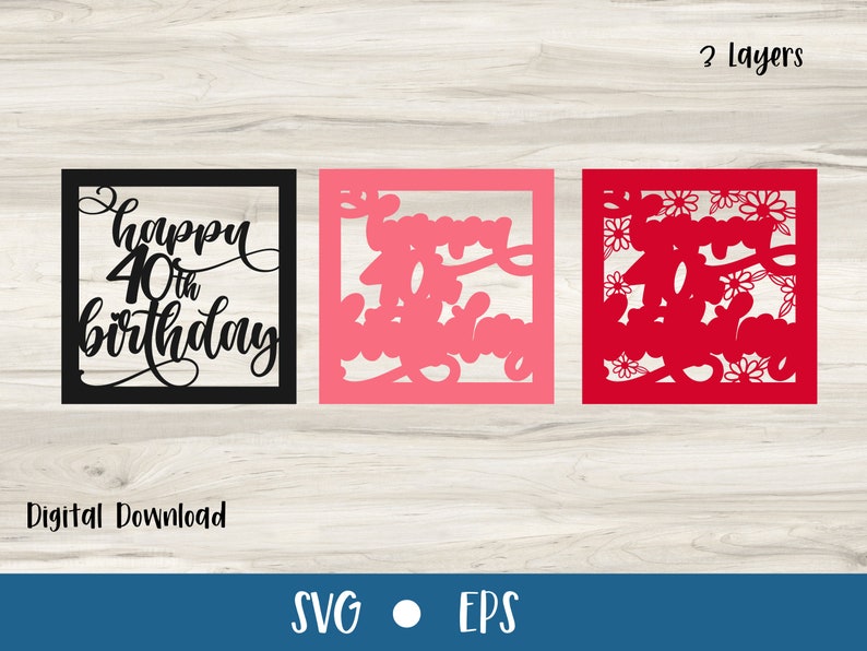 Happy 40th Birthday Card SVG | Birthday Celebrations | Layered SVG ...