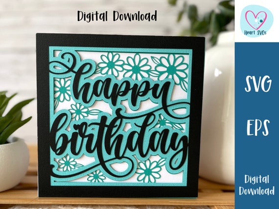 Happy Birthday Card Daisies SVG | Birthday Celebrations | Layered SVG | Cricut | Cut Out Card | Commercial Use - Free Envelope Template