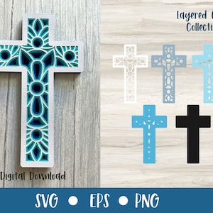 Croix superposée | Cadeau de Pâques | Boîte d'ombre | Créations 3D en papier | Fichiers SVG pour Cricut | Fichier de découpe 3D | Utilisation commerciale