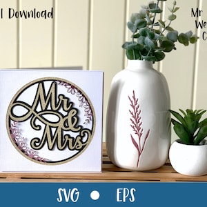 Mr and Mrs Wedding Card SVG | Marriage | Layered Card | Cut Out Card with Insert | Getting Married | Commercial Use - Free Envelope Template