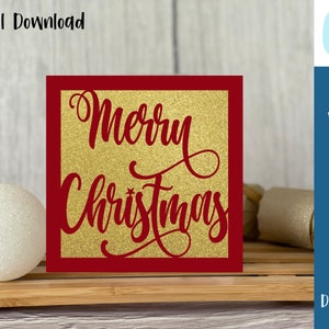 Feliz Natal | Cartão de Natal SVG | Arquivo de corte em camadas | Cricut | cartão cortado | Confecção de cartões | Uso Comercial - Modelo de Envelope Gratuito