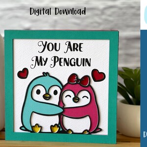 Vous êtes mon pingouin carte de Saint Valentin SVG | Amour | SVG en couches | Cricut | en carton découpé | Utilisation commerciale - Modèle d'enveloppe gratuit