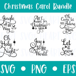 Paquete SVG de villancicos de Navidad / 6 villancicos / Archivos SVG para Cricut / SVG de Navidad / Uso comercial