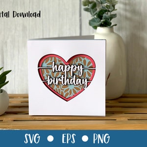 Daisy hart gelukkige verjaardagskaart SVG | Verjaardagsvieringen | Gelaagde SVG | Uitgesneden kaart | Commercieel gebruik - Gratis envelopsjabloon