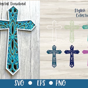 Layered Cross | Easter Gift | 3D Paper Craft | 6 Layers | SVG Files for Cricut | 3D Cut File | Commercial Use