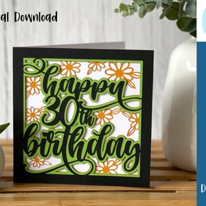 Joyeux 30e anniversaire SVG | Célébrations d'anniversaire | SVG en couches | en carton découpé | Fabrication de cartes | Utilisation commerciale - Modèle d'enveloppe gratuit