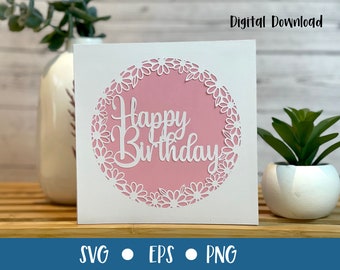 Happy Birthday Card SVG | Birthday Celebration | Anniversary | Cricut | Cut Out Card | Card making | Commercial Use - Free Envelope Template
