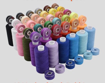 Juego de 72 bobinas y carretes de hilo prebobinados (36 colores, 40 yardas cada uno), compatibles con máquinas Brother, Singer, Janome y Babylock.