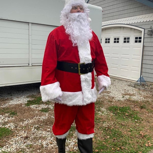 Men’s Deluxe Santa Suit 11pc. Christmas Ultra Velvet Adult Santa Claus Costume