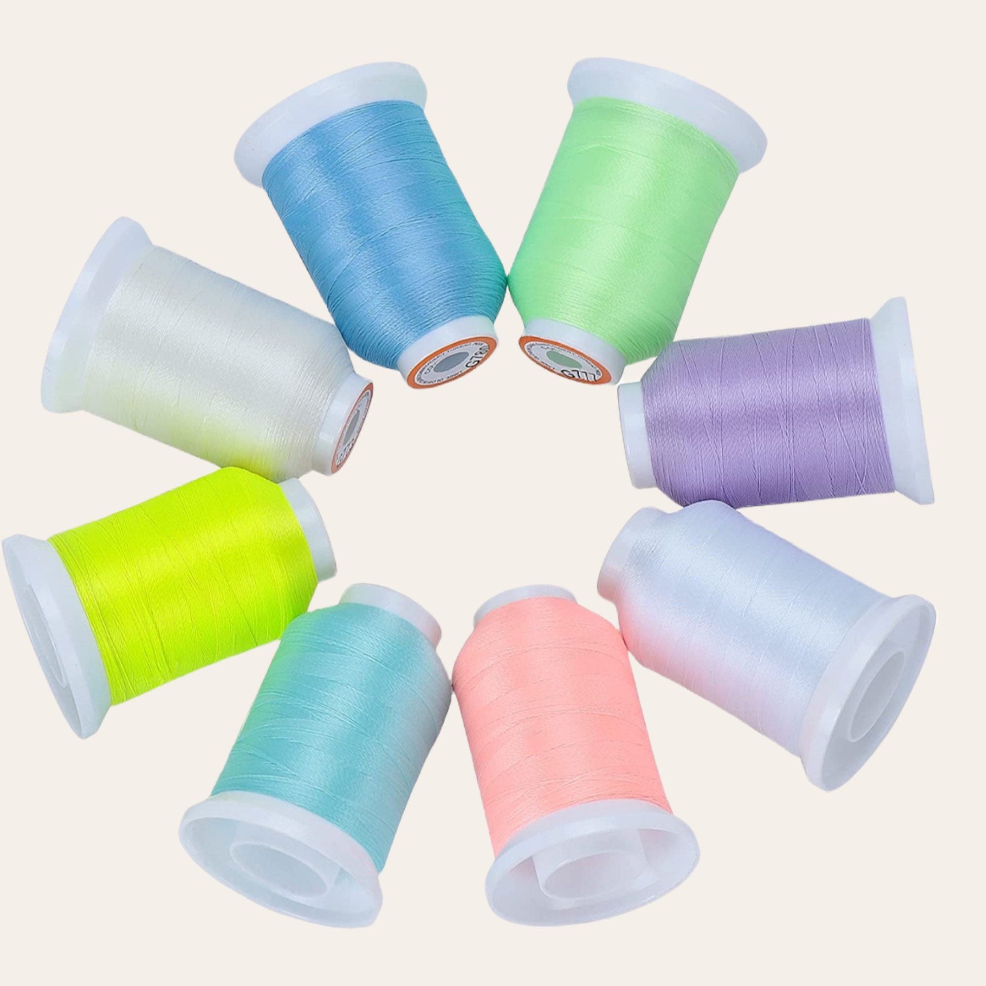 Glow in the Dark Embroidery Machine Thread Kit, 8 Colors, 30WT, 500M ...