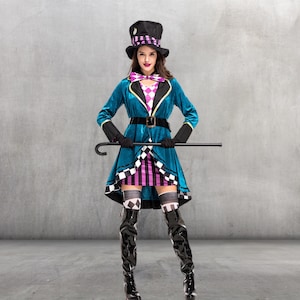 Alice in Wonderland Clown Mad Hatter Costume for Adults