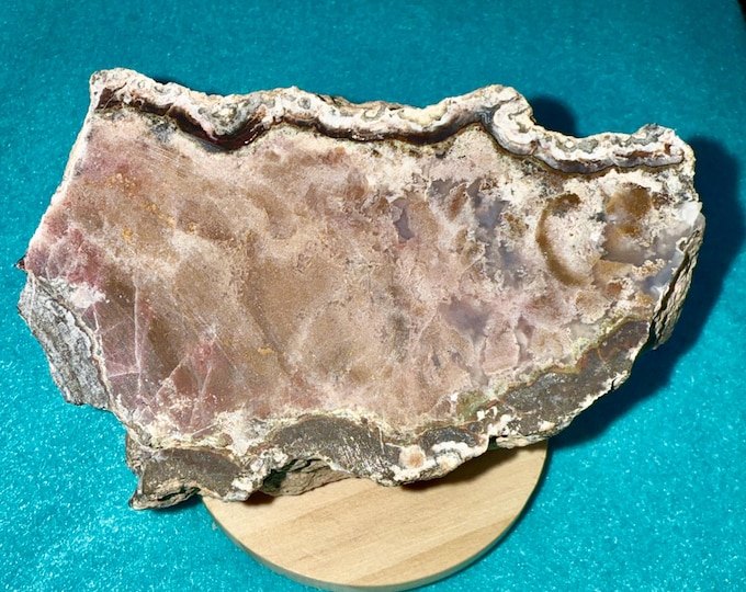 Featured listing image: Deming Agate Nodule – Polished Face Volcanic Lacework, Earth Tones Specimen. Weight: 728 grams.