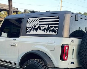 Trees and Mountain American Flag decal sticker for Ford Bronco 2022-2025  - 4 or 2 DOOR big body