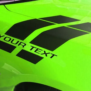 Fender hood stripes vinyl decal sticker with custom text