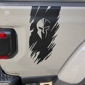 1pc Spartan Gladiator helmet rip Bed side tailgate rip graphics decal sticker JL stripe