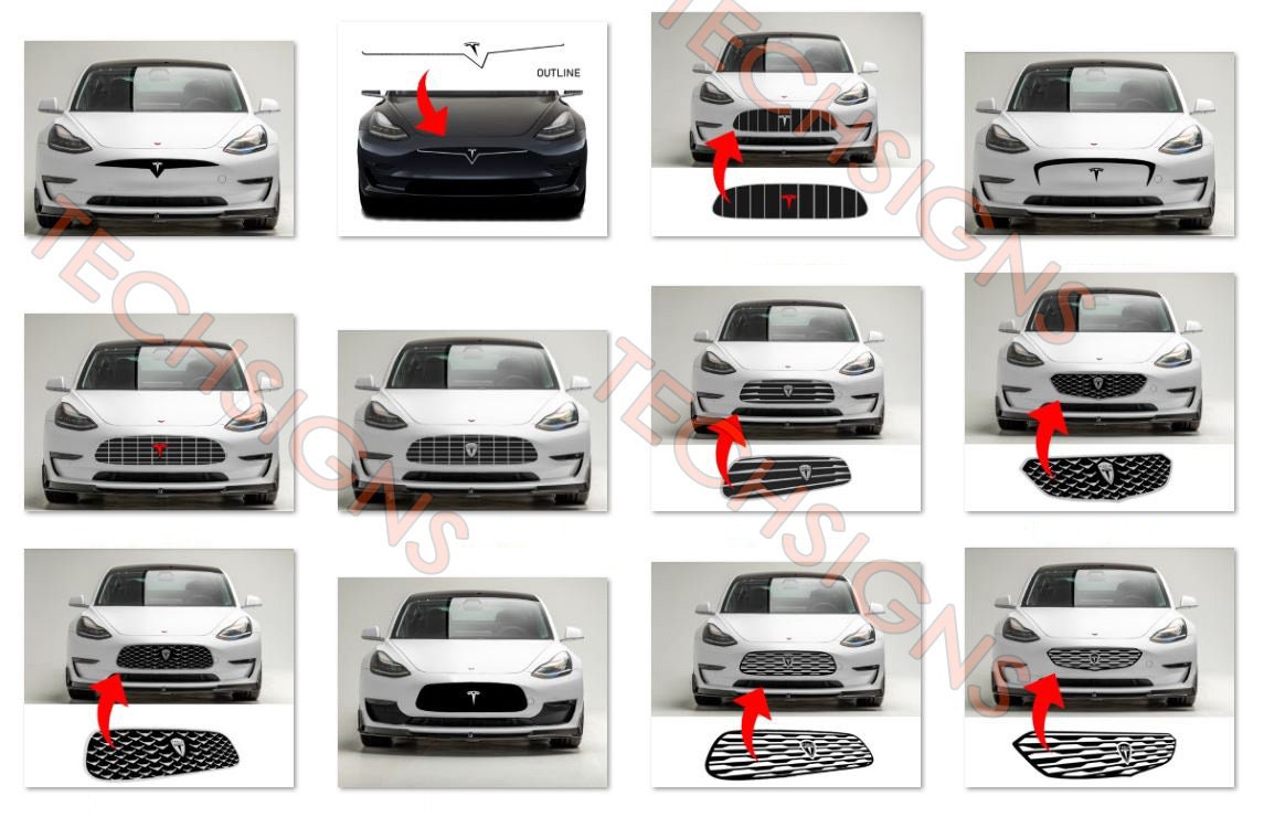 Tesla Grille Model 3 Model Y Decal Sticker Exterior Accessory model S Style  -  Israel