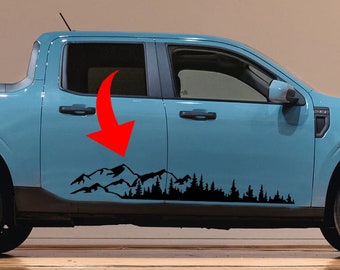 Mountain trees Ford Maverick graphics side stripes decals - 2022 -2026  Accessories mods and gift ideas
