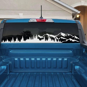 36&quot; - 65&quot; Mountain Trees Graphics decal sticker for rear window of pickup truck of SUV, Truck and Adventure vehicles