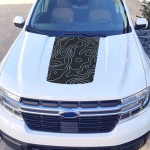 Topografische Karte Design Vinyl Hood schwarz Aufkleber Grafiken für Ford Maverick 2023 und andere Trucks